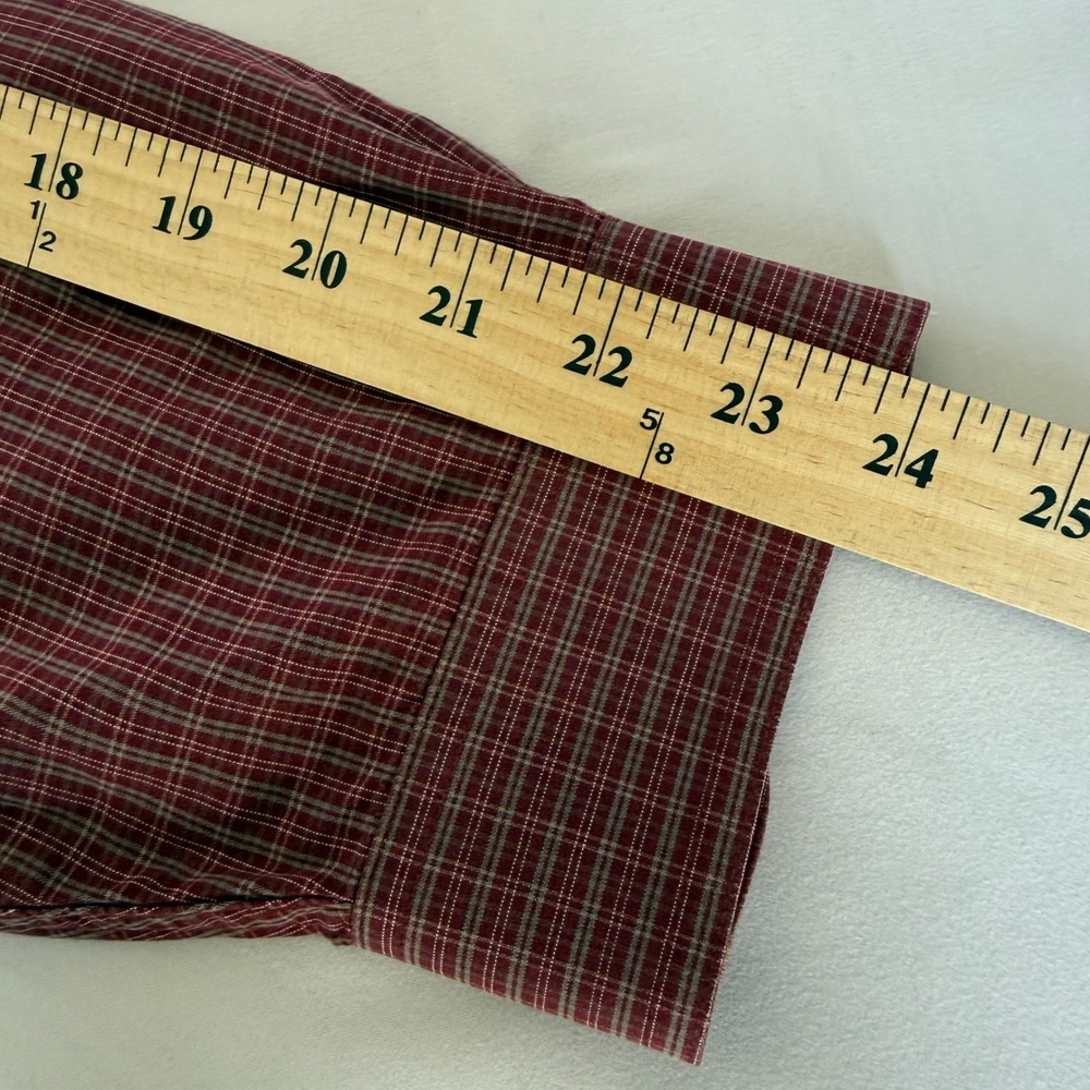 LL Bean Mens Red Grey Micro Plaid Long Sleeve Button Down Shirt Large Regular - Picture 6 of 8